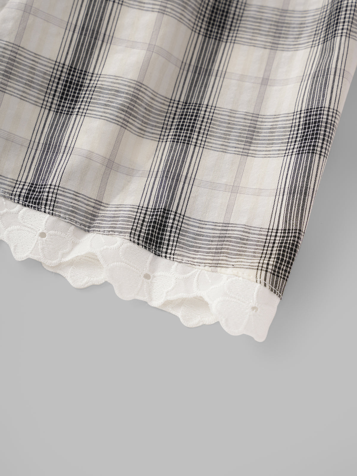 Cute Agenda Check Lace Skirt - Cloud Grey]