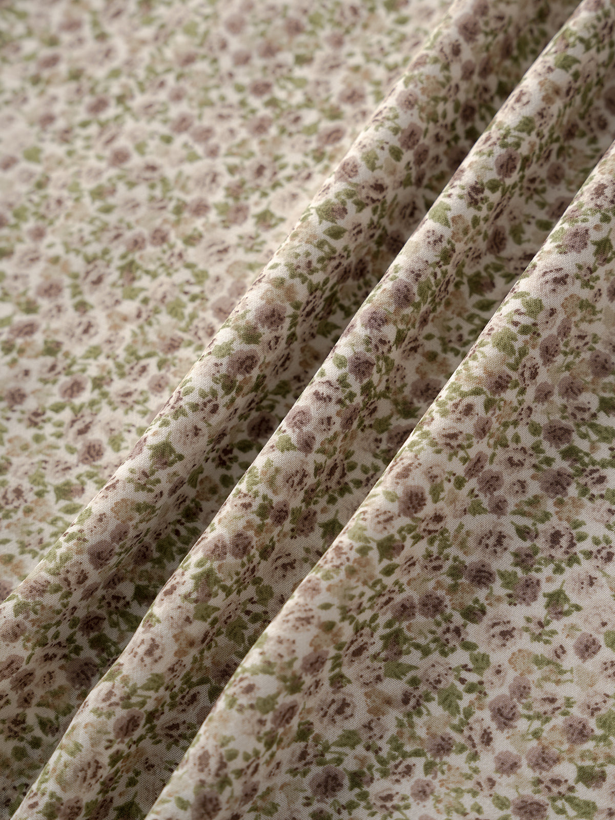 Unfinished Garden Asymmetric Dress – Soft Khaki Floral