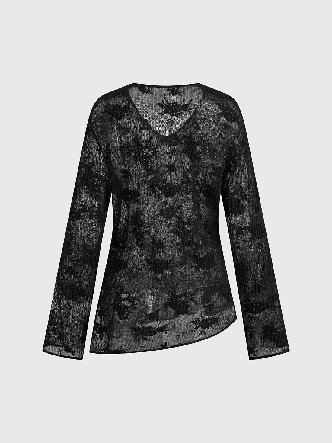 Ghosted Veil Sleeve Top - Black Smoke