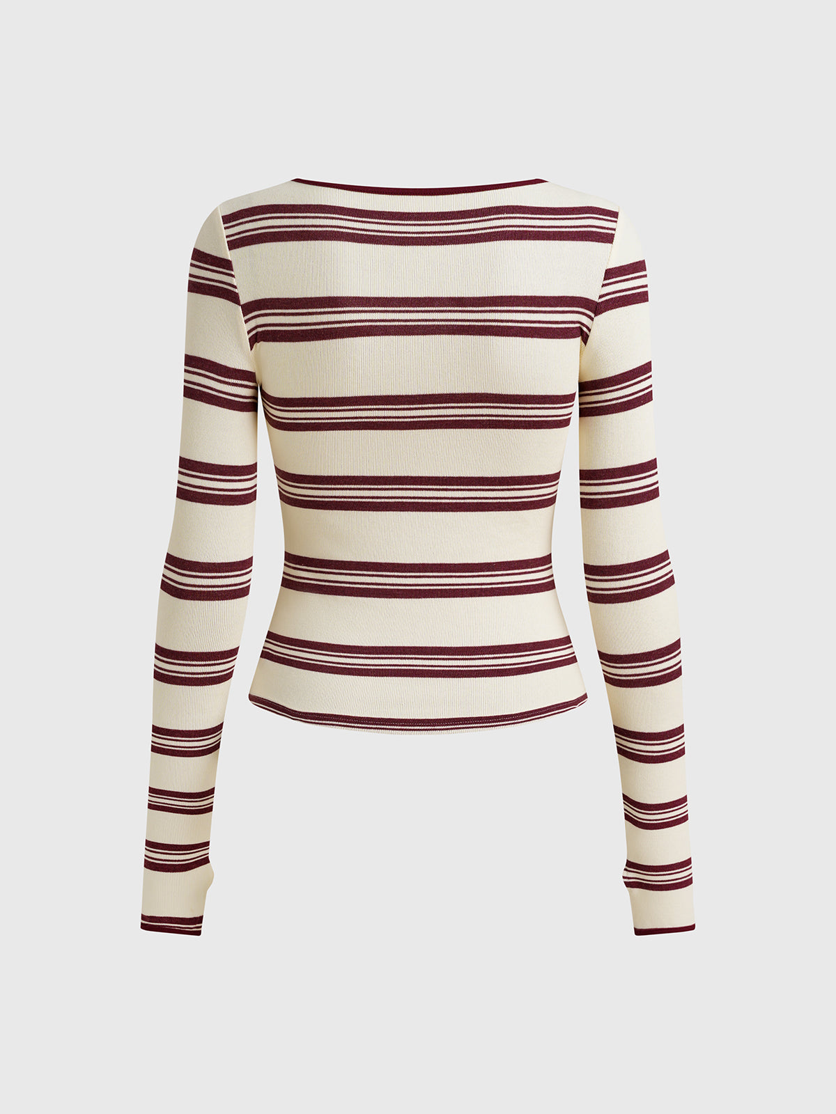 Line Break Cutout Sleeve Top - Red Stripe