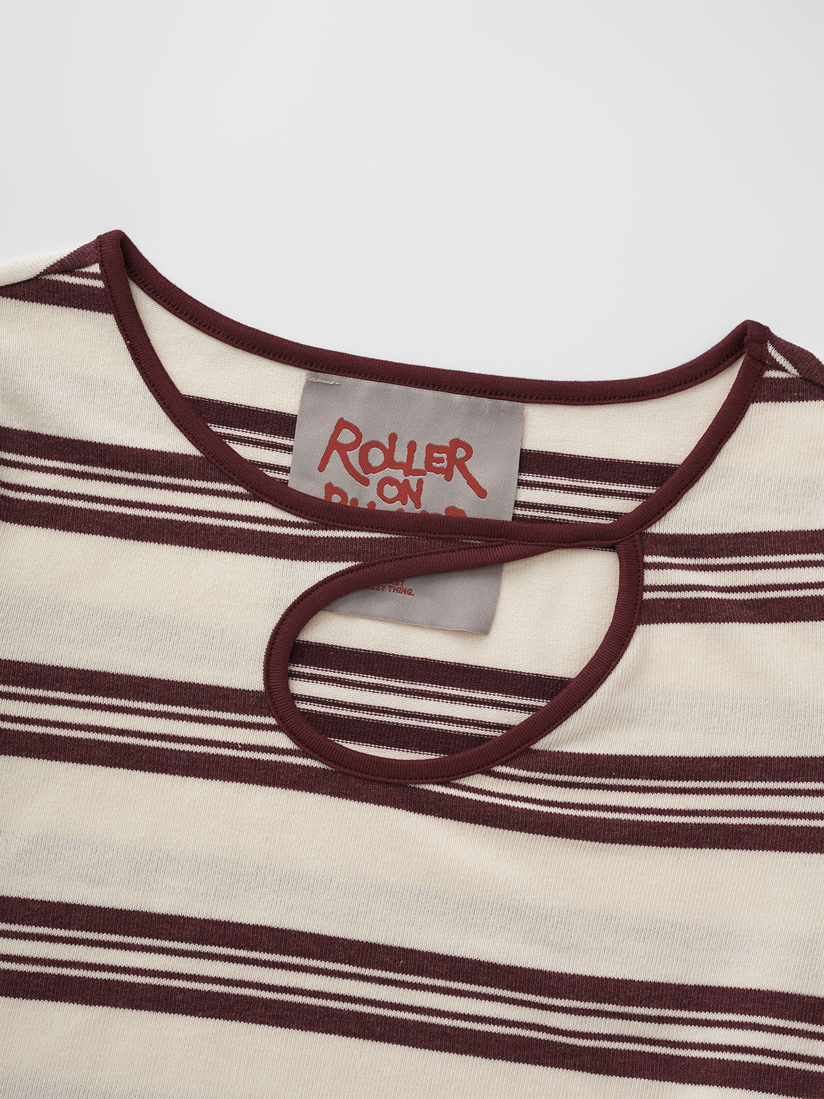 Line Break Cutout Sleeve Top - Red Stripe