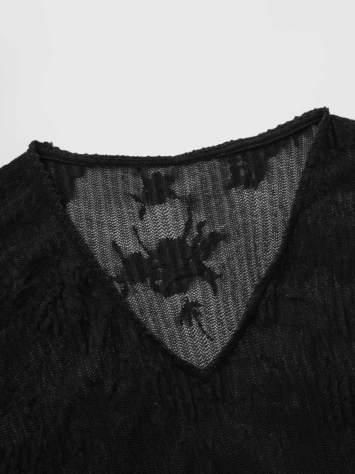 Ghosted Veil Sleeve Top - Black Smoke