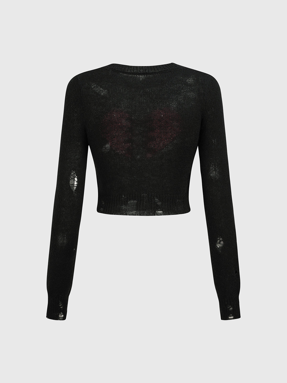 Still Beating Stitched Heart Sweater – Black Red