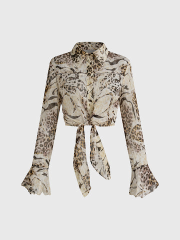 Public Display of Instinct Blouse - Leopard Brown