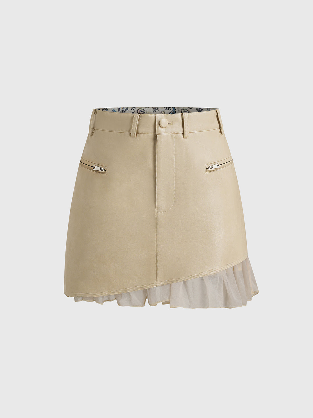 Beige Behavior Leather Skirt - Butter Stone