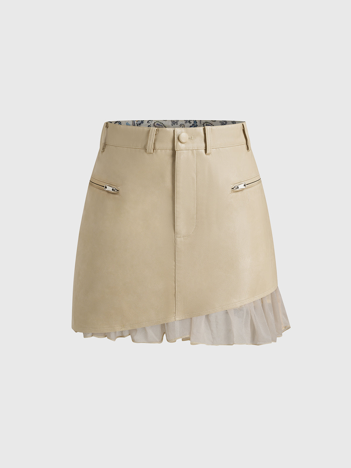 Beige Behavior Leather Skirt - Butter Stone