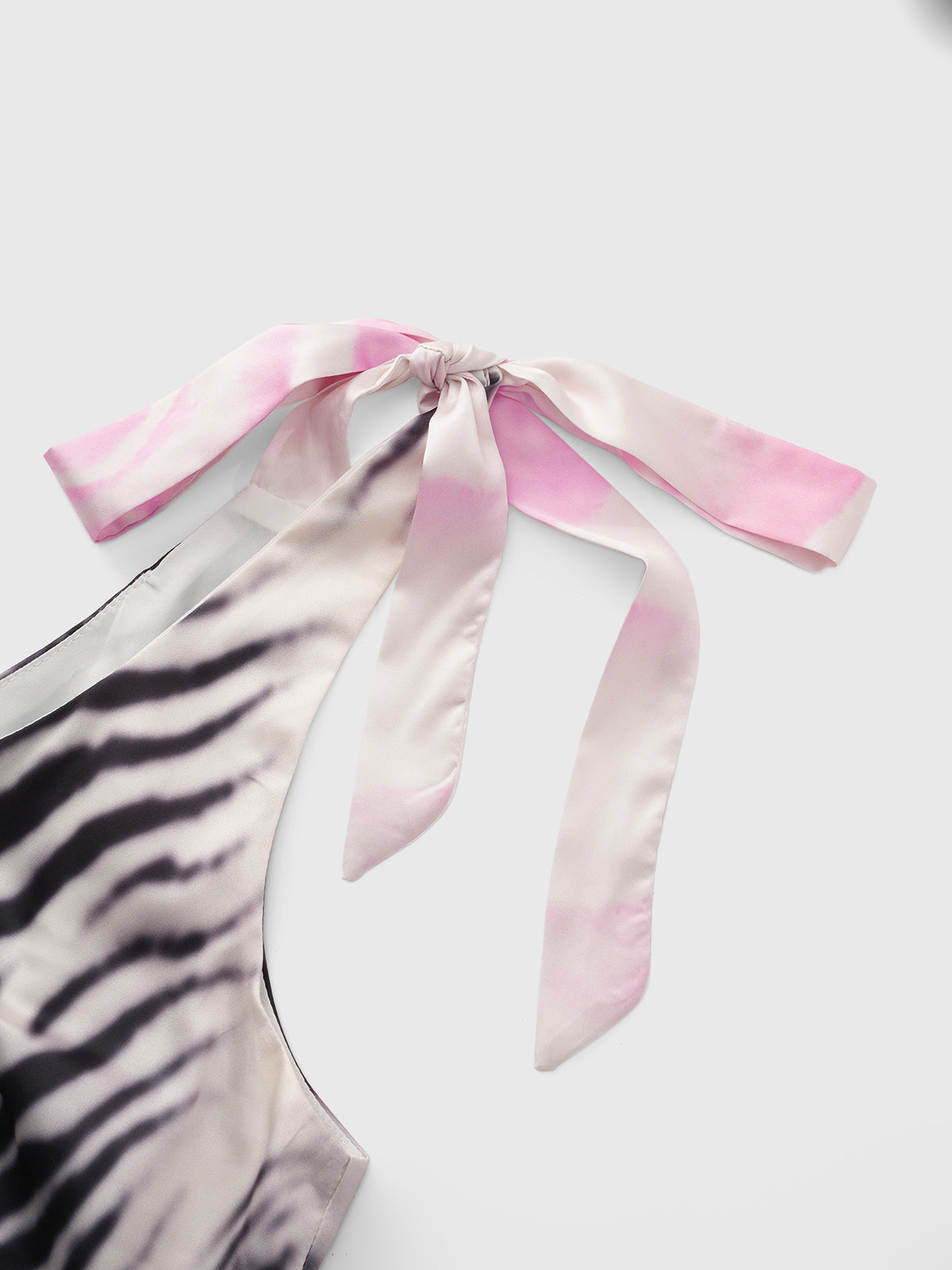 Soft Clash in Garden Draped Dress – Shadow Pink