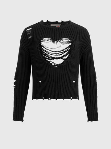 Cut First Think Later Sweater – Washed Black