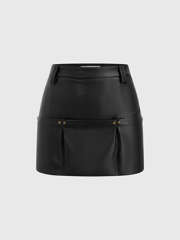 Handled Well Leather Mini Skirt – Jet Black