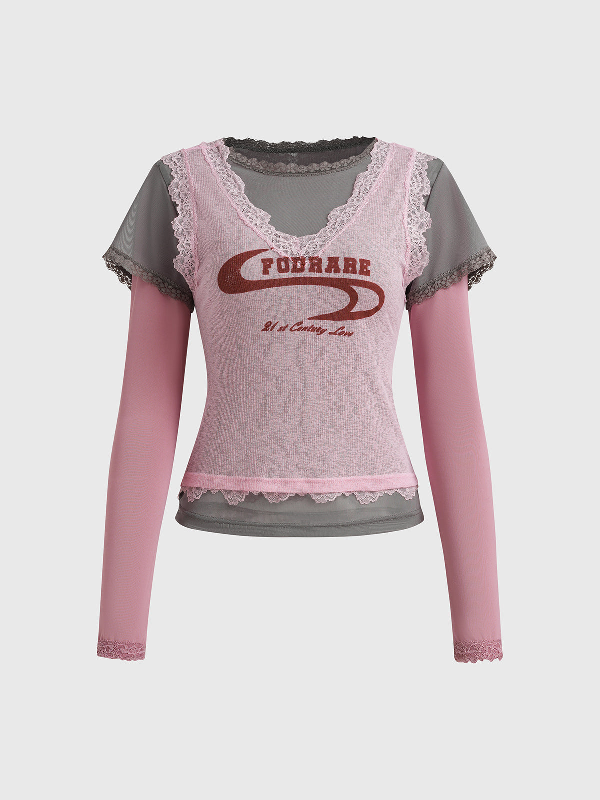 Petal Skim Mesh Top - Rosy Contrast