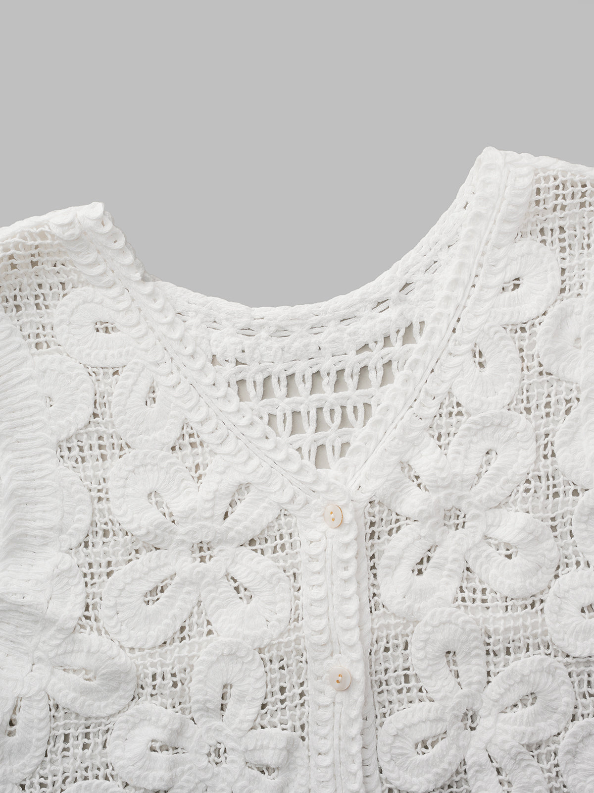 Veiled Cutout Vest - Pearl Ivory