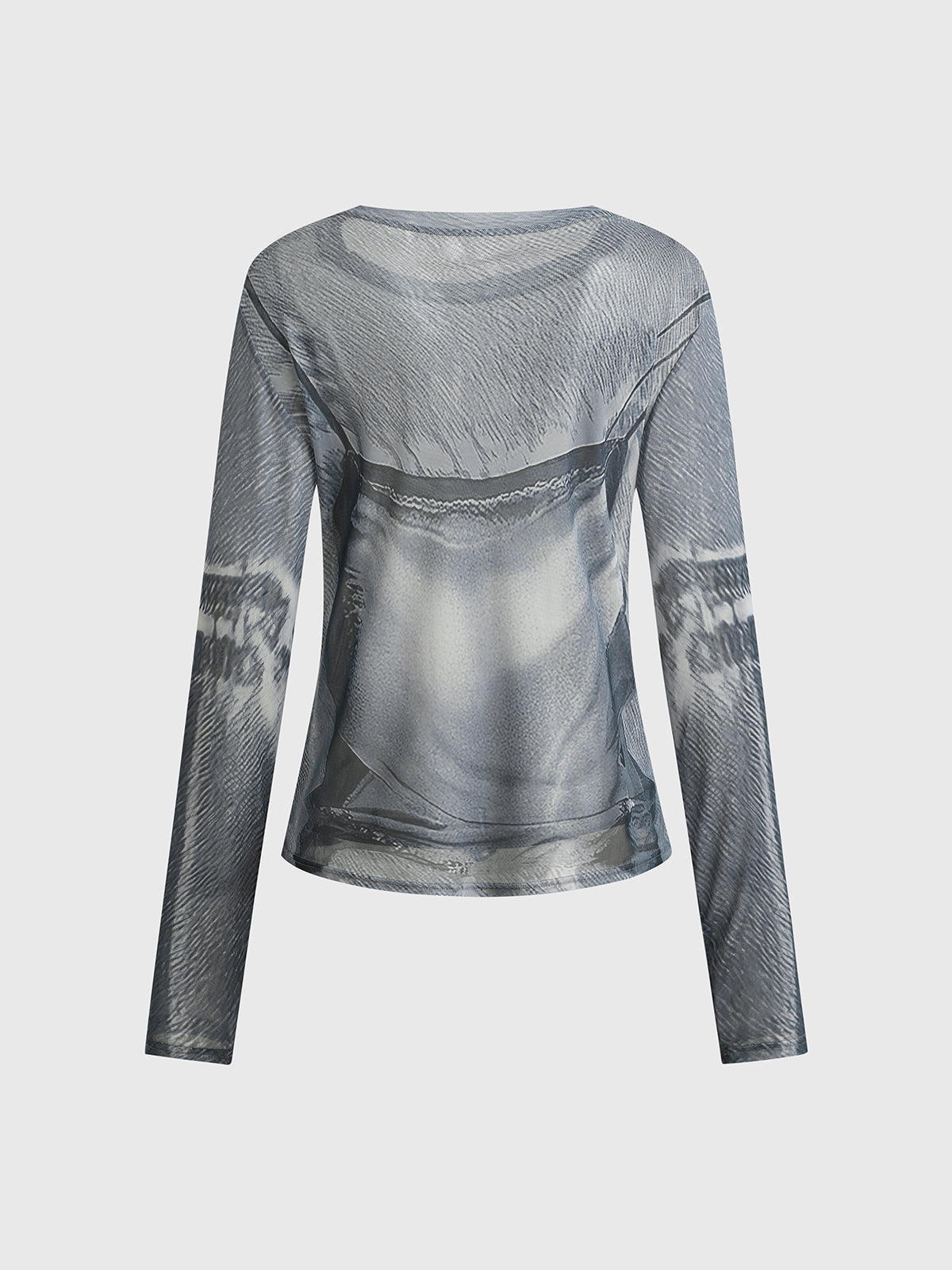 Brick Lane Mesh Print Slim Fit Long Sleeve - Grey