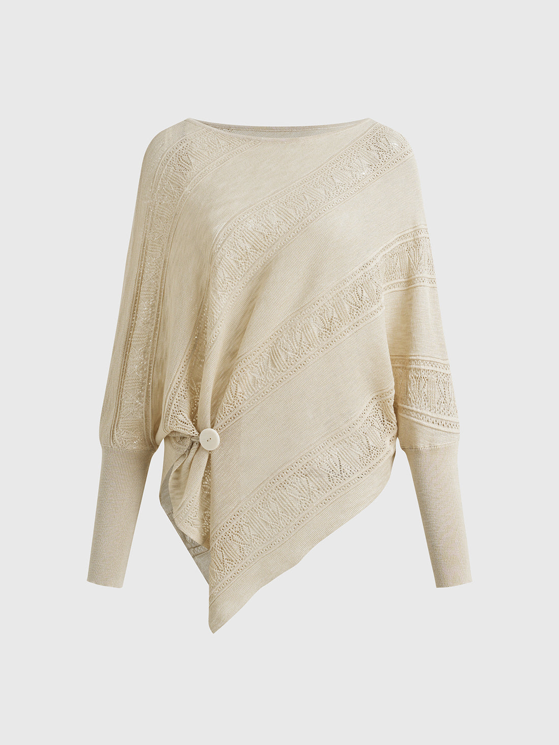 Dolled Office Asymmetric Hem Knit Long Sleeve - Cream