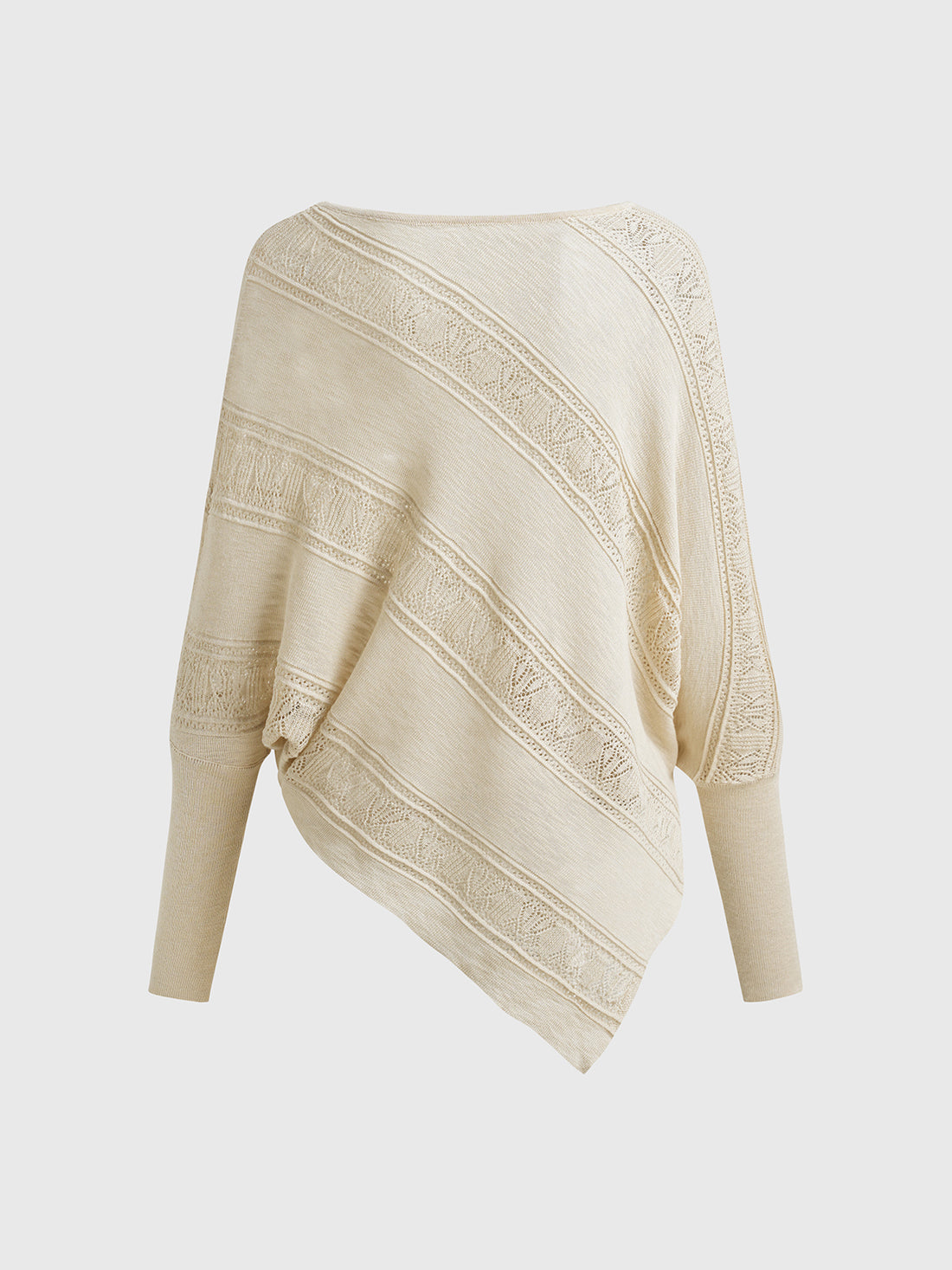 Dolled Office Asymmetric Hem Knit Long Sleeve - Cream