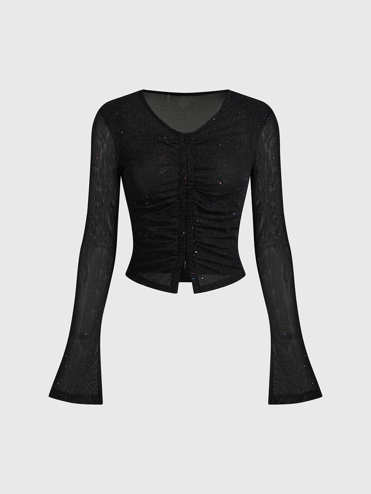 Brick Lane Skimming Rhinestone Fitted Long Sleeve - Black