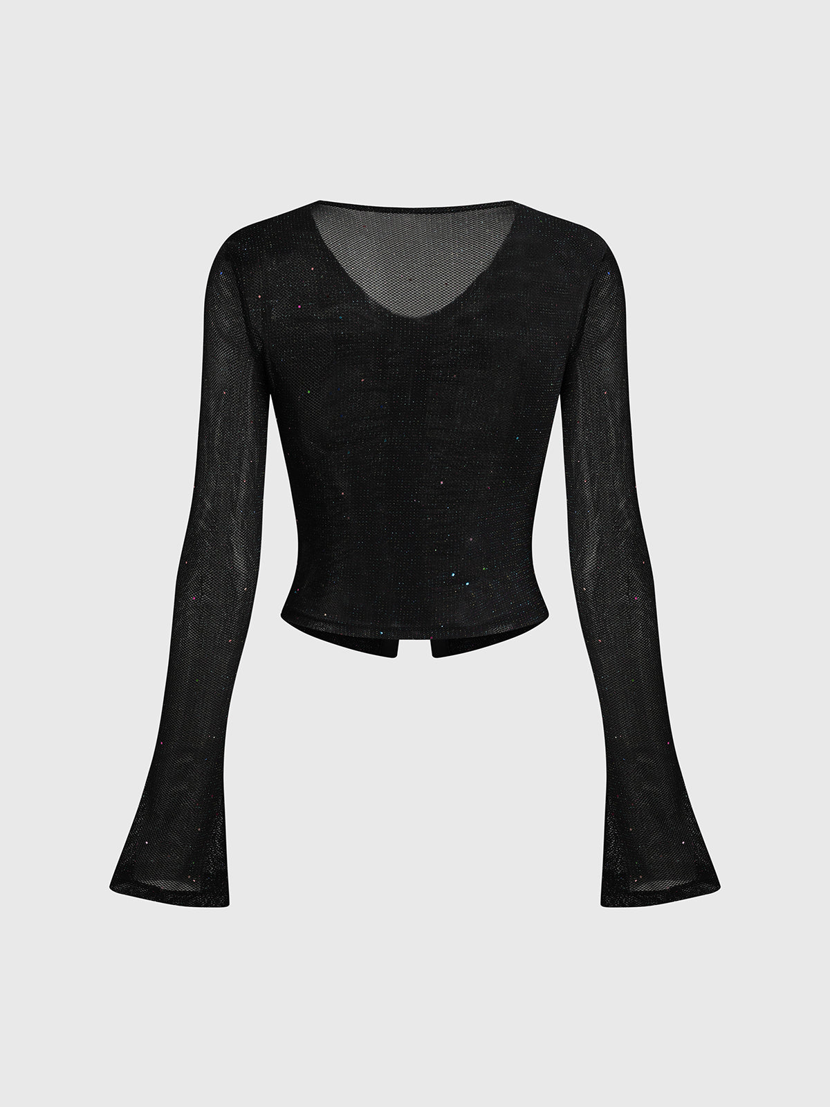 Brick Lane Skimming Rhinestone Fitted Long Sleeve - Black