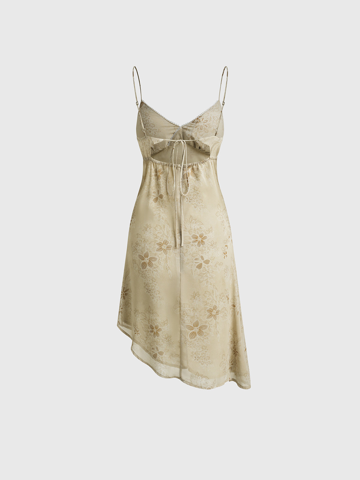 Dolled Office Asymmetric Floral Print Cami Dress - Apricot