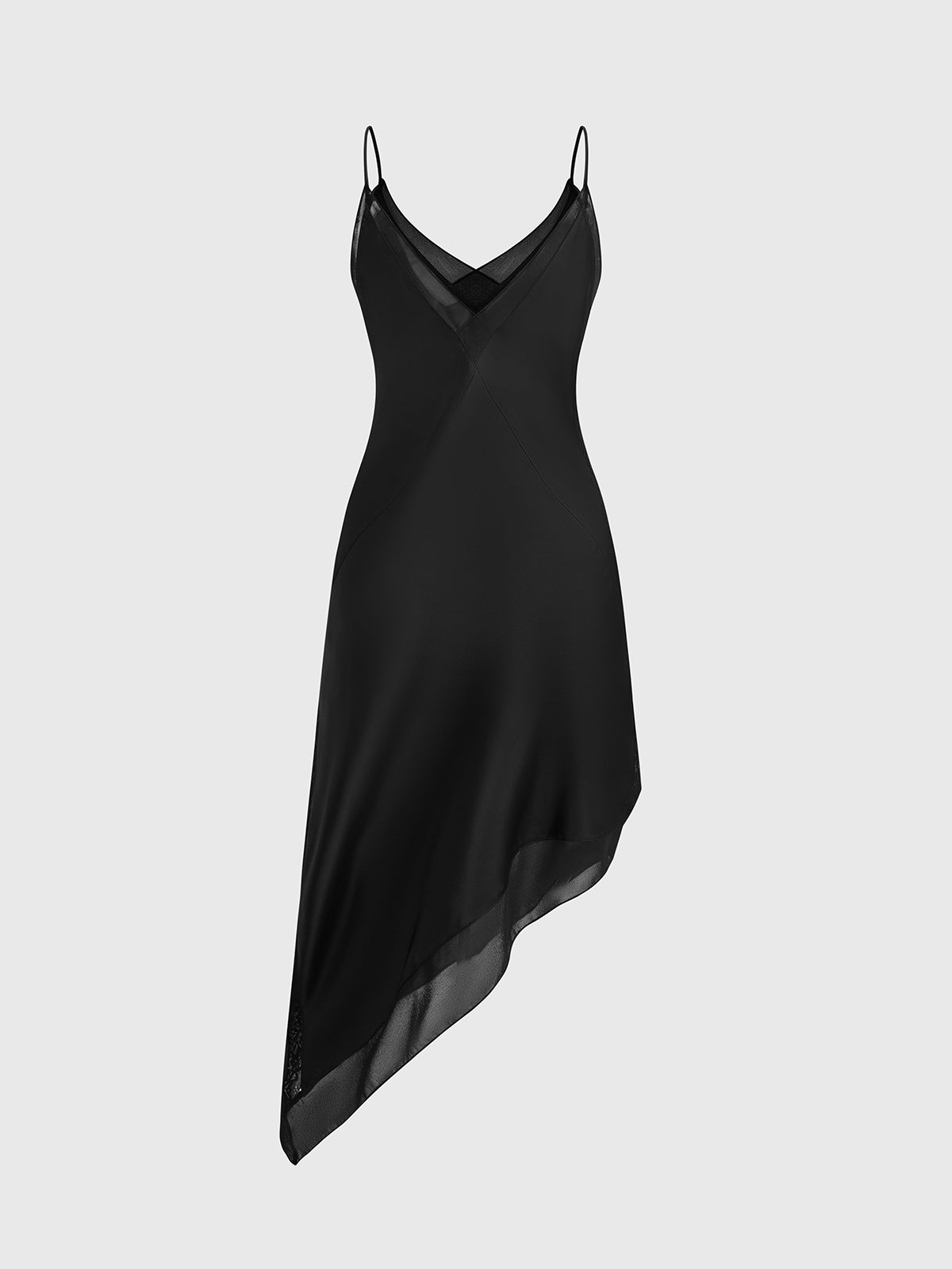 Brick Lane Asymmetric Lace Detail Midi Dress - Black
