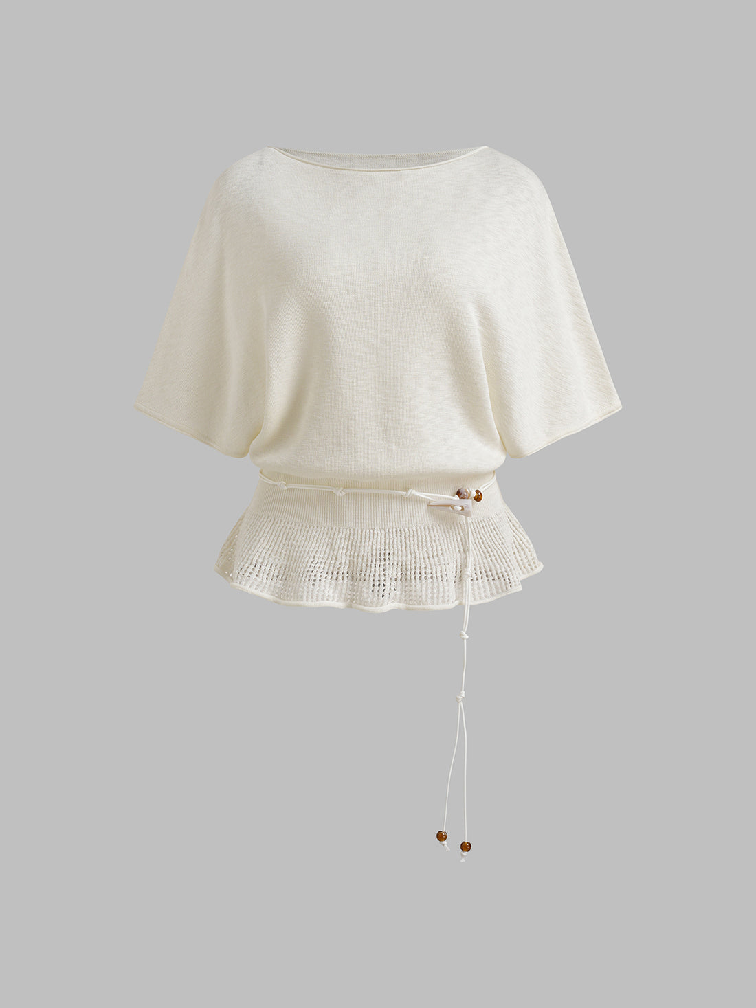 Dolled Office Ruffled Hem Off-Shoulder Cropped Top - White