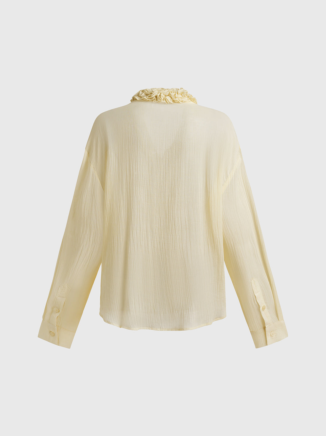 Dolled Office Ruffled Mesh Detail Button Up - Apricot