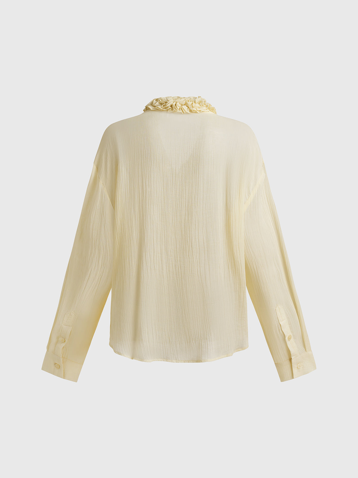 Dolled Office Ruffled Mesh Detail Button Up - Apricot