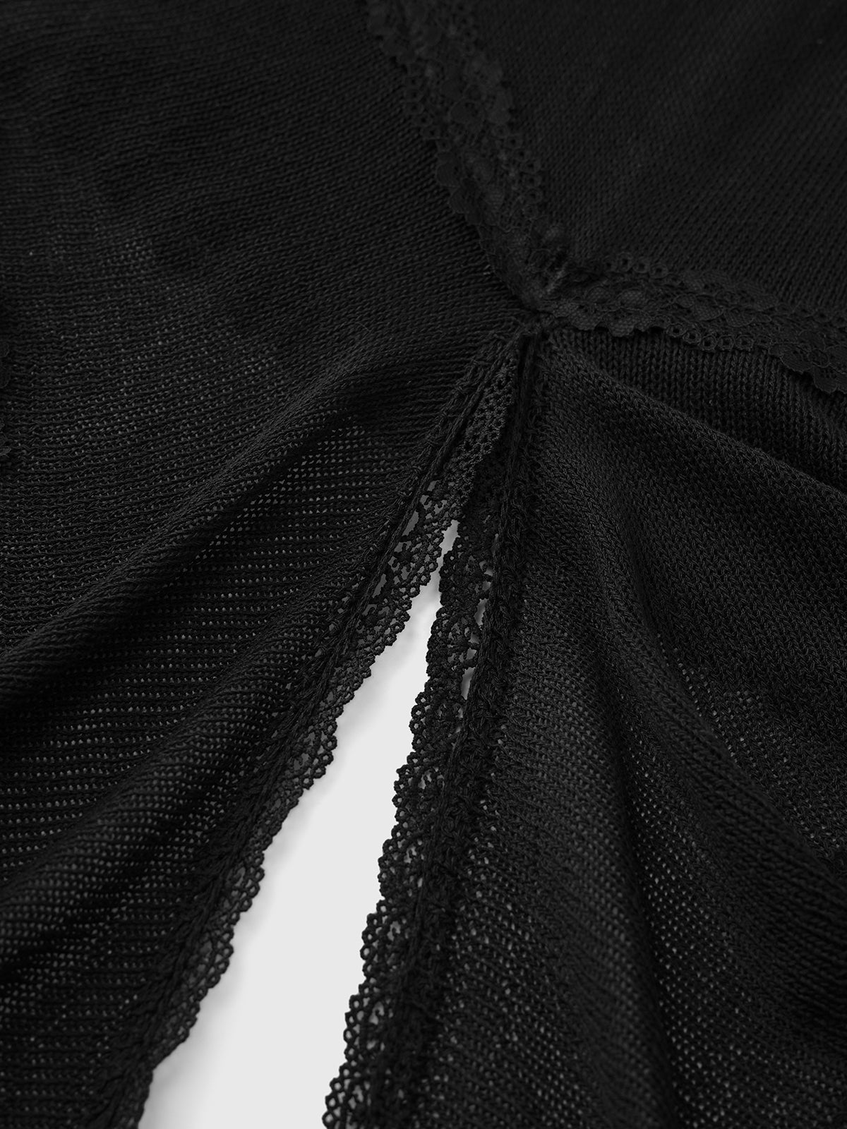 Brick Lane Asymmetric Lace Trim Hem Tank Top - Black