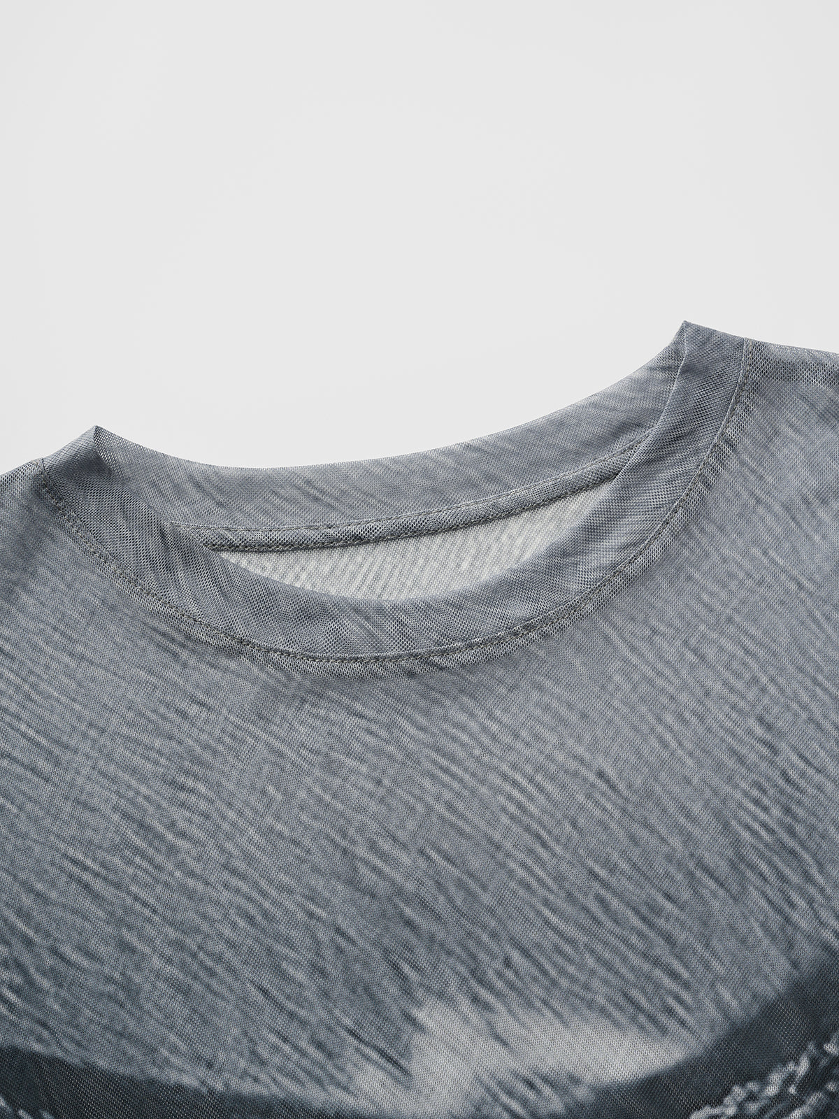 Brick Lane Mesh Print Slim Fit Long Sleeve - Grey