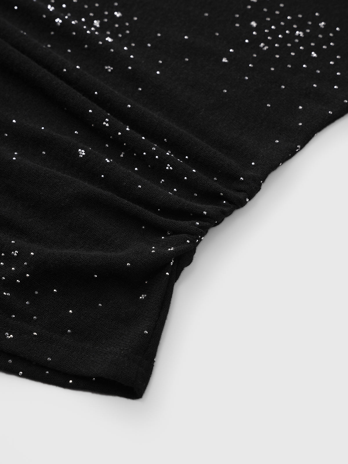 Dolled Office Off-Shoulder Rhinestone Fitted Top - Black