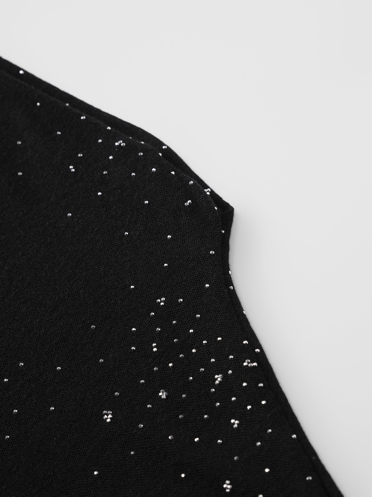 Dolled Office Off-Shoulder Rhinestone Fitted Top - Black