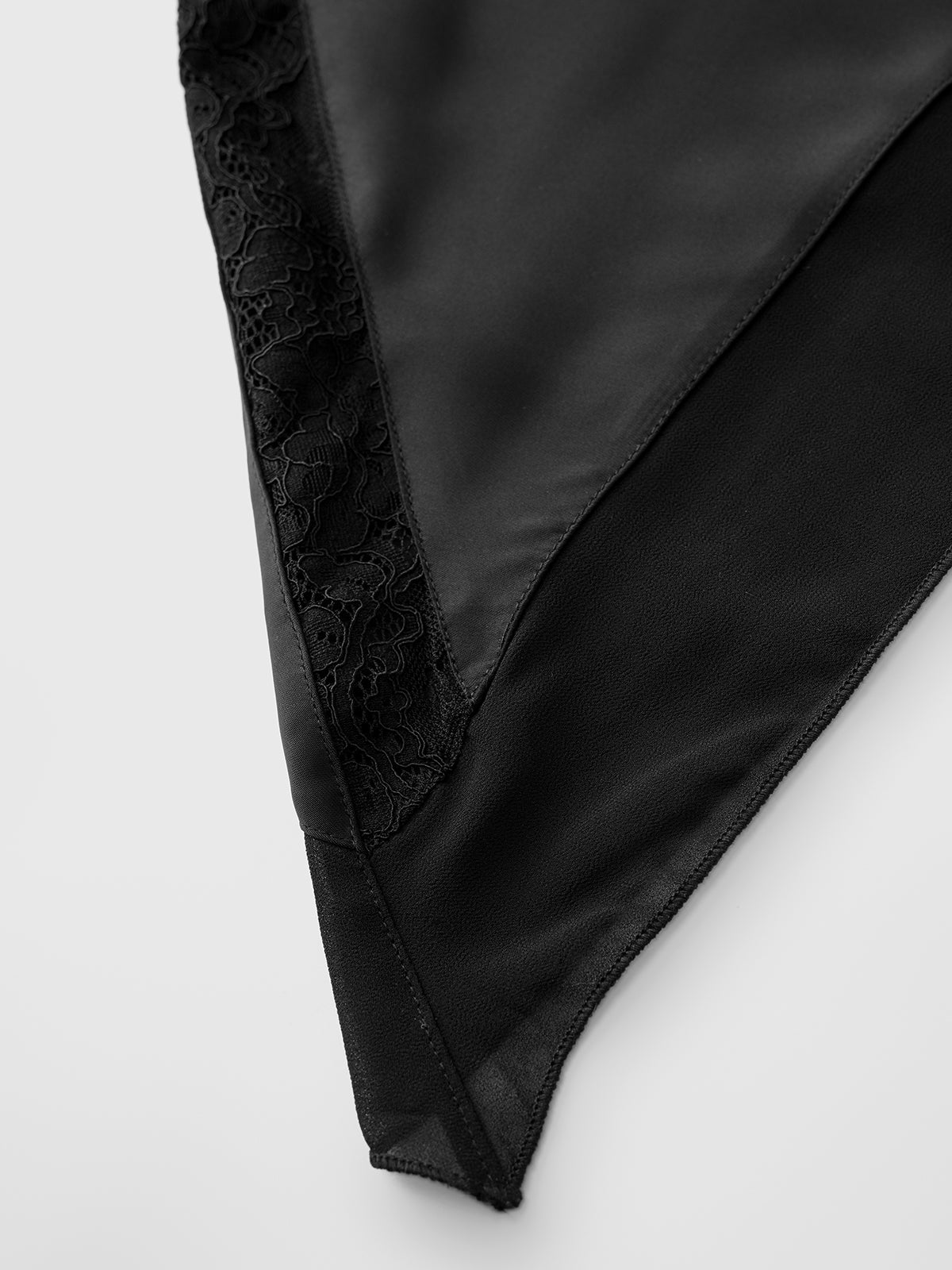 Brick Lane Asymmetric Lace Detail Midi Dress - Black