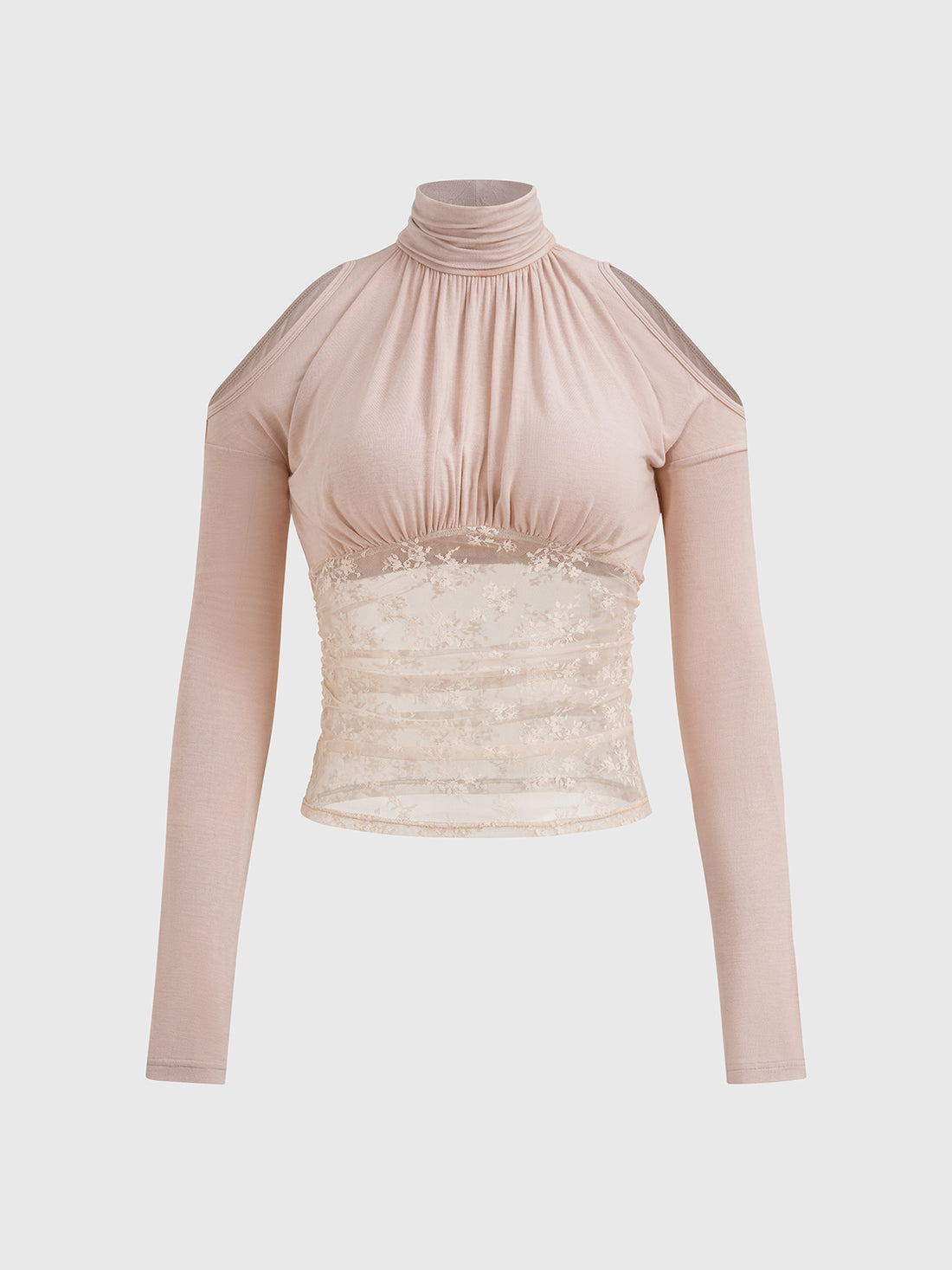 Raised Brows Lace Panel Top – Dust Pink