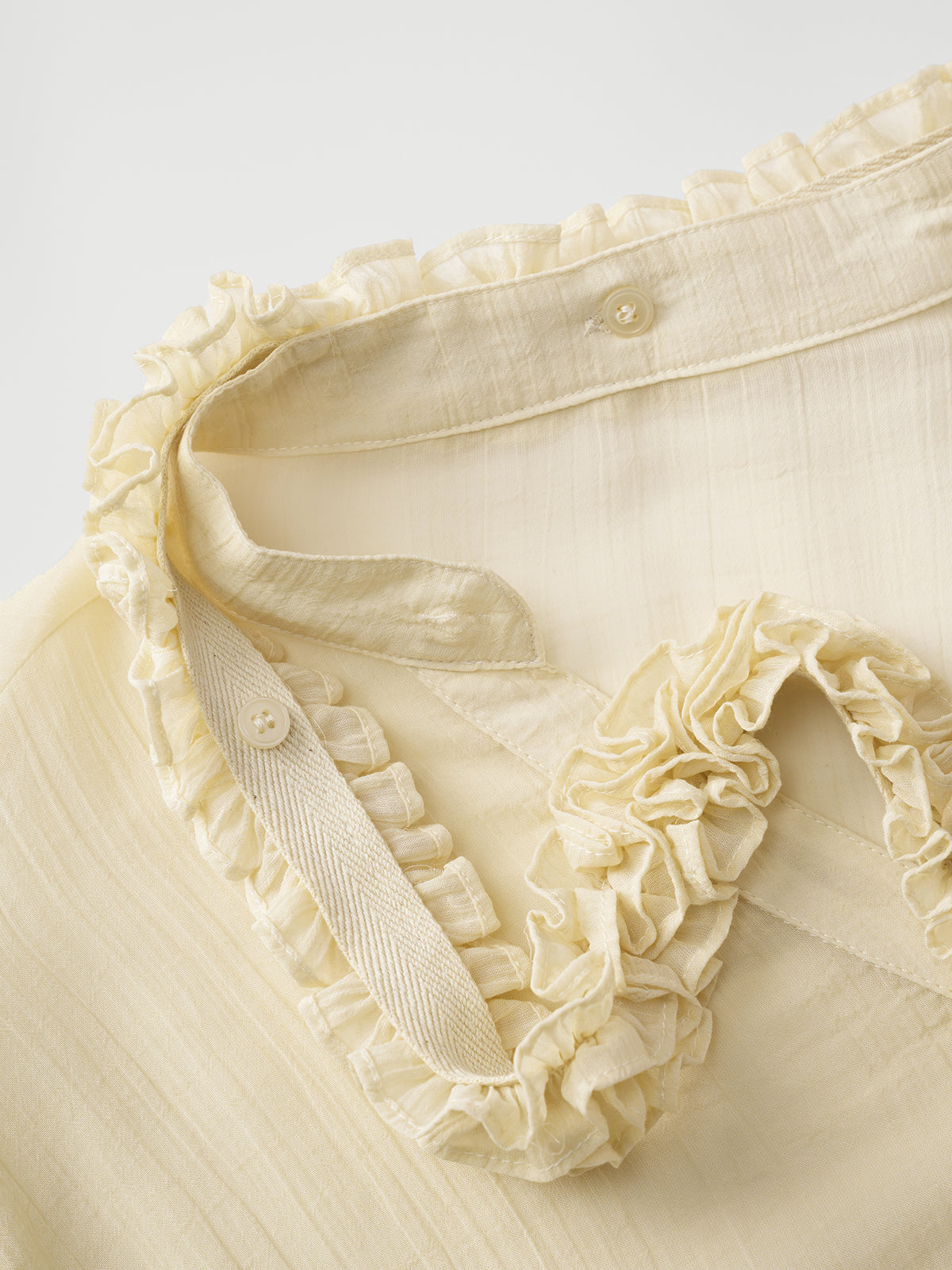 Dolled Office Ruffled Mesh Detail Button Up - Apricot