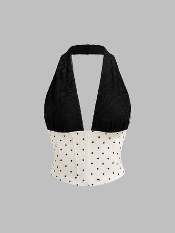 Close Enough Halter Top – Cream Black