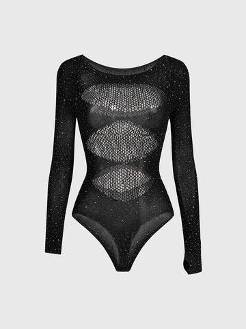 Skin Game Rhinestone Bodysuit – Jet Black