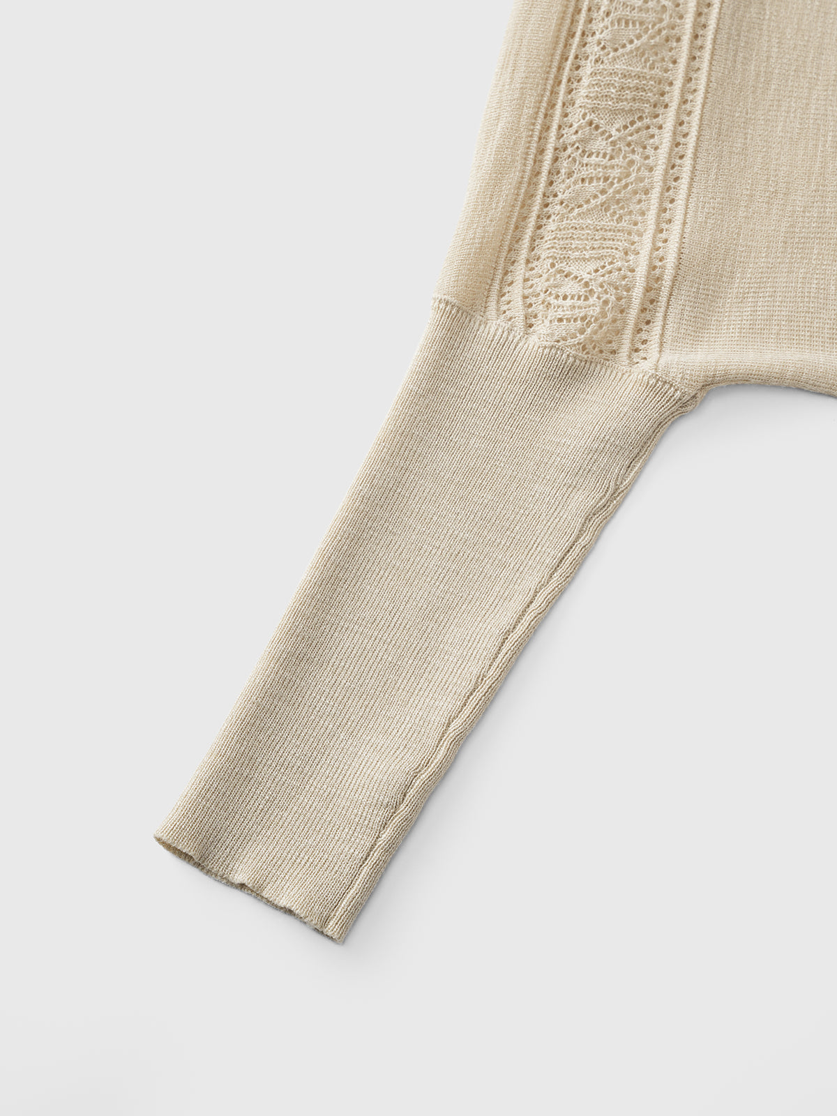 Dolled Office Asymmetric Hem Knit Long Sleeve - Cream