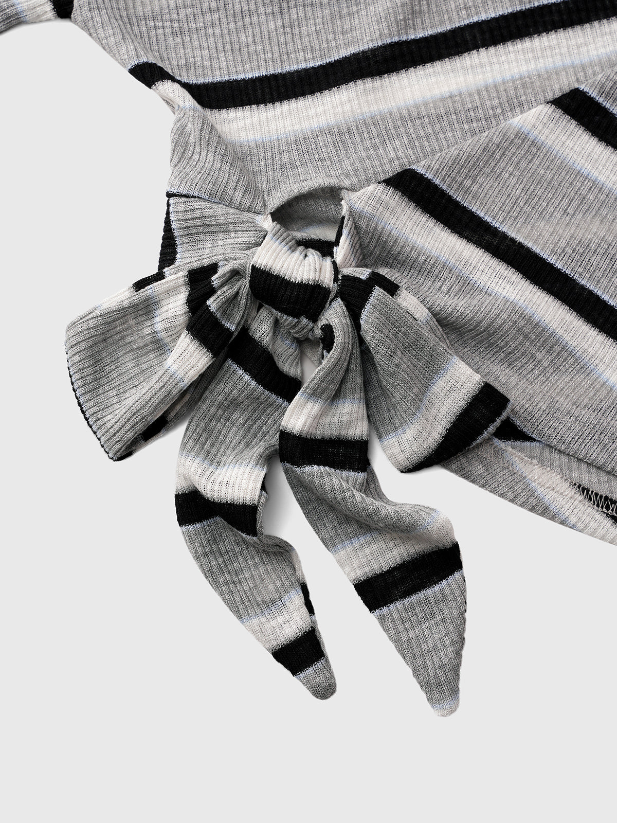 Dolled Office Off-Shoulder Stripe Bow Tie Top - Mono