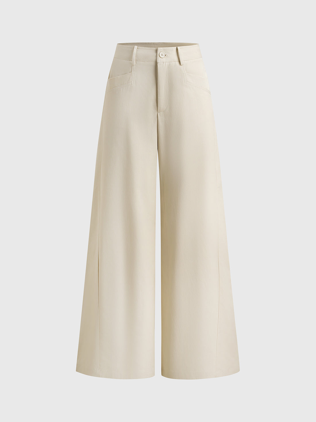 Dolled Office Strapless Top and Wide Leg Pants Set - Oatmeal