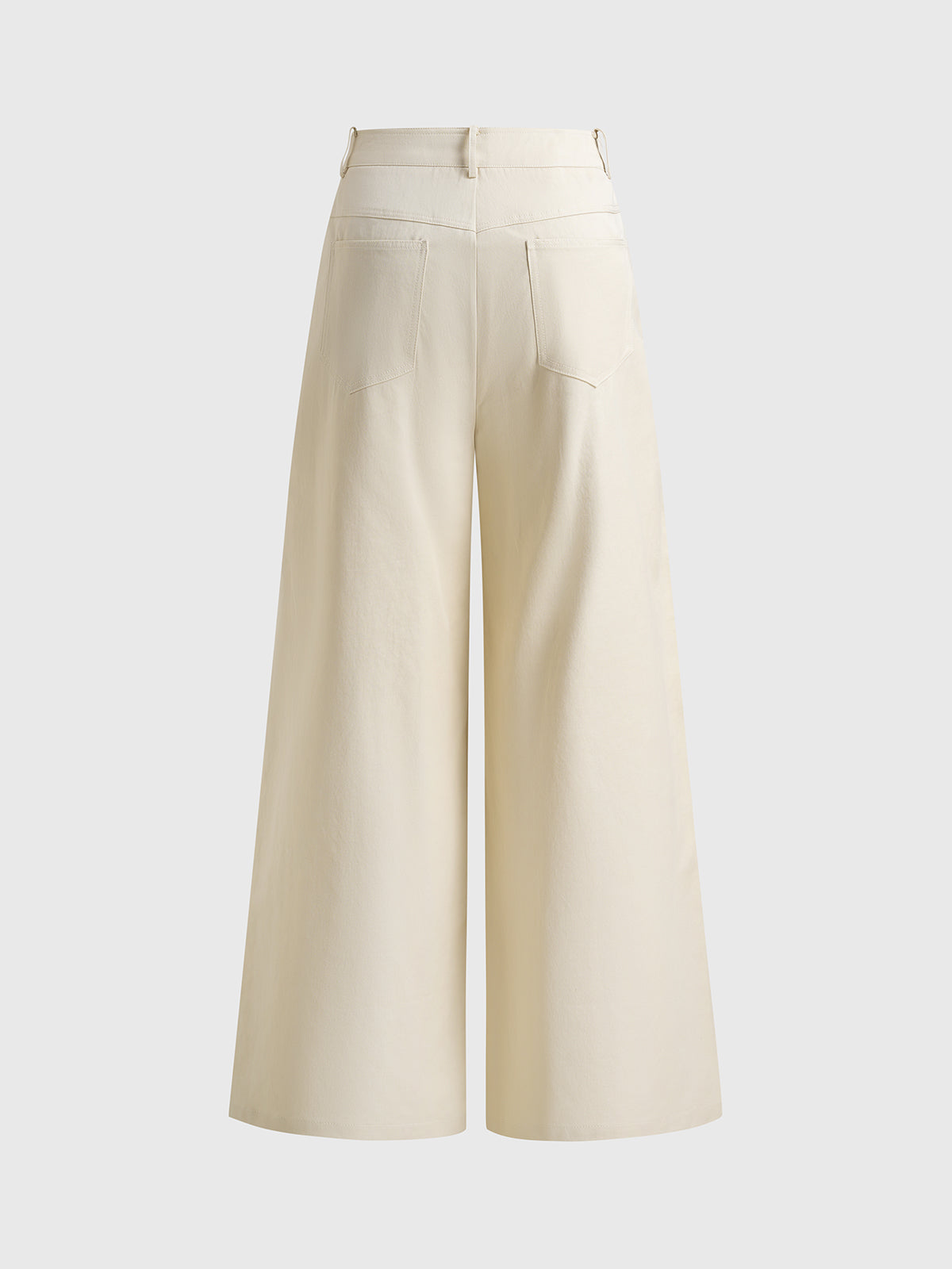 Dolled Office Strapless Top and Wide Leg Pants Set - Oatmeal
