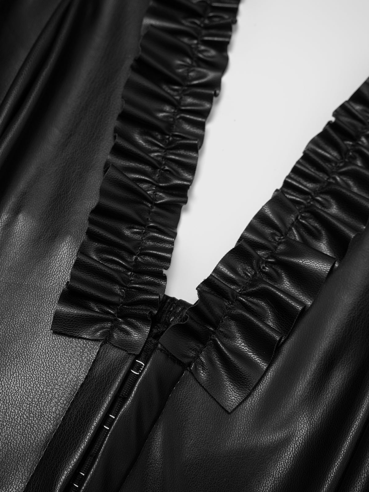 Locked Focus Leather Halter Top – Glossy Black