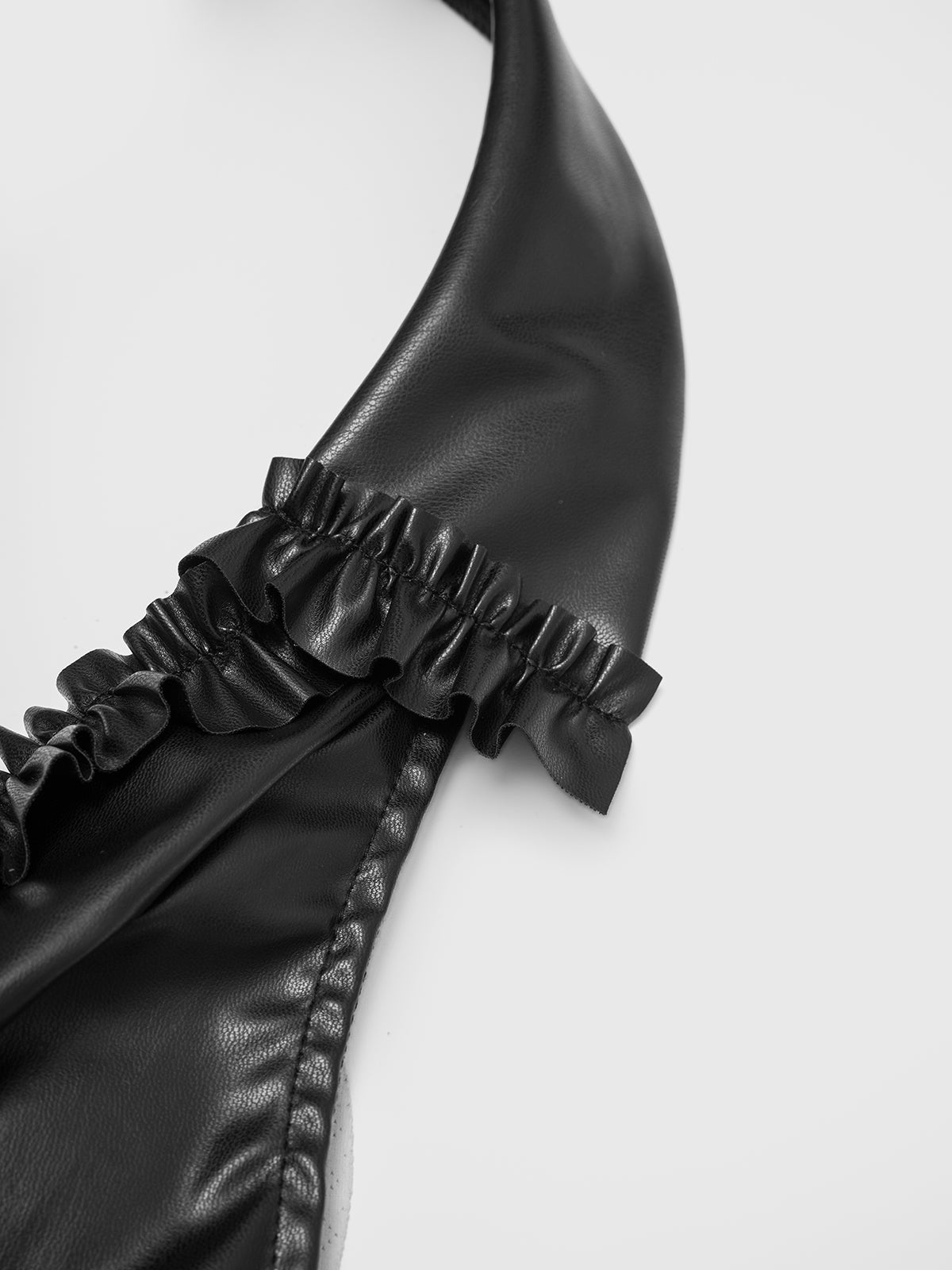 Locked Focus Leather Halter Top – Glossy Black