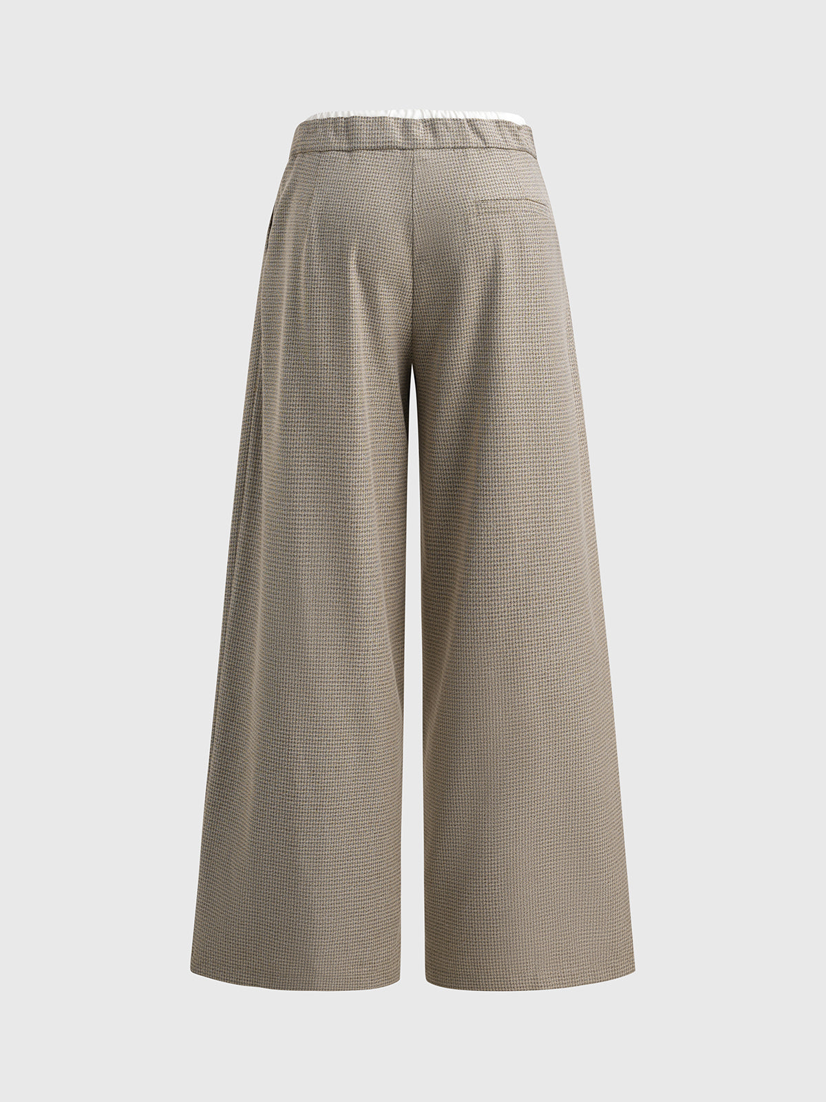 Dolled Office Check Plaid Wide-leg Drawstring Pants - Brown