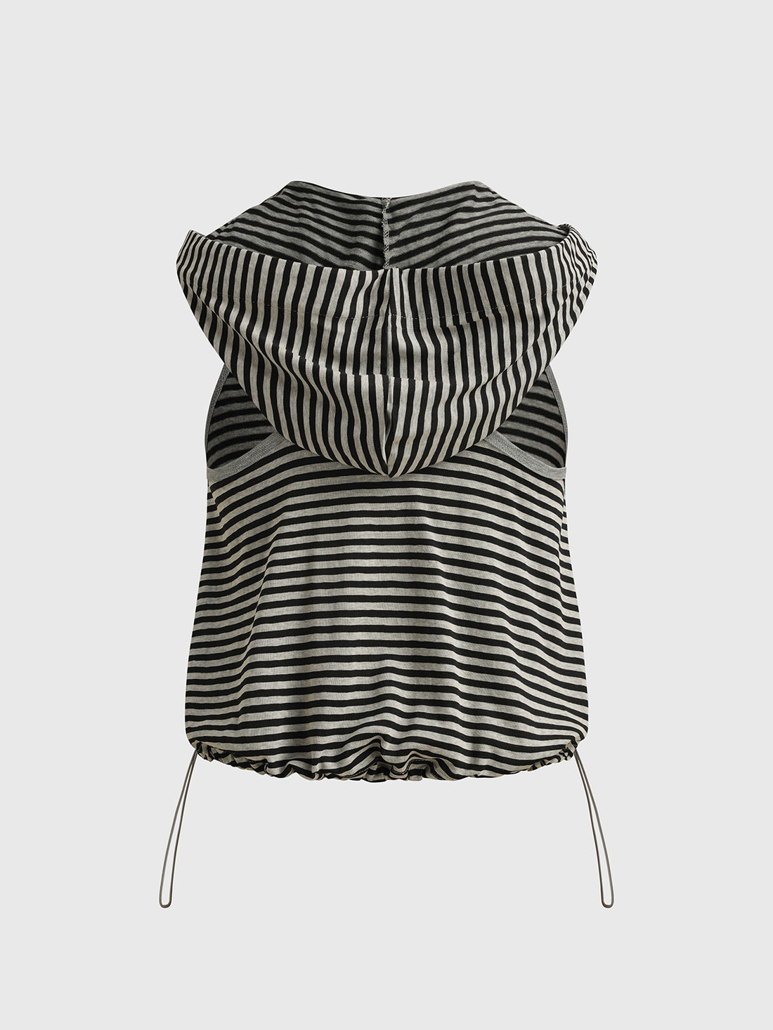 Brick Lane Baggy Stripe Hooded Sleeveless Top - Black/White