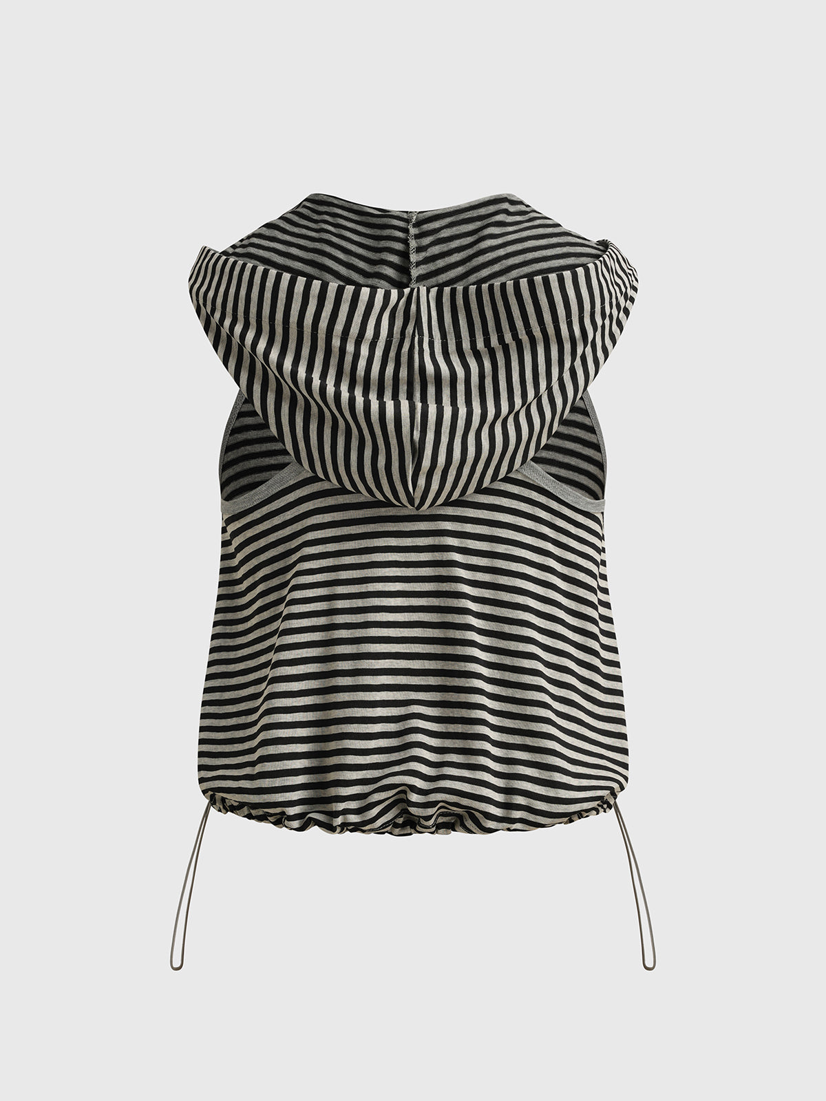 Brick Lane Baggy Stripe Hooded Sleeveless Top - Black/White