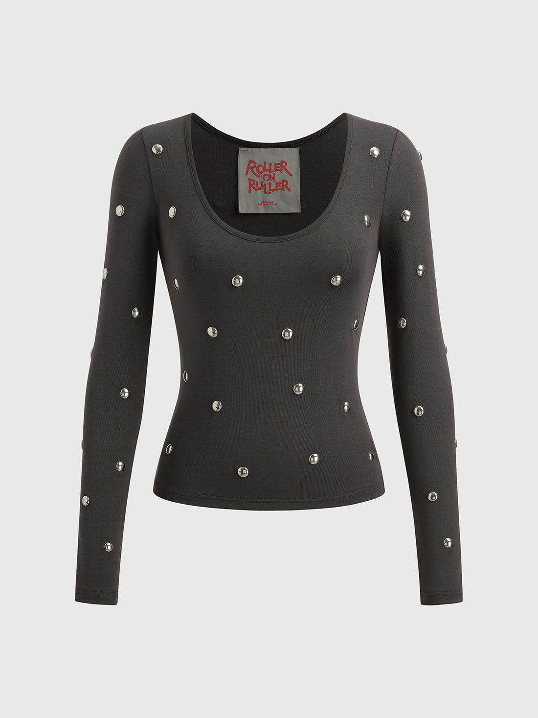 Brick Lane Skimming Rhinestone Studded Long Sleeve - Black