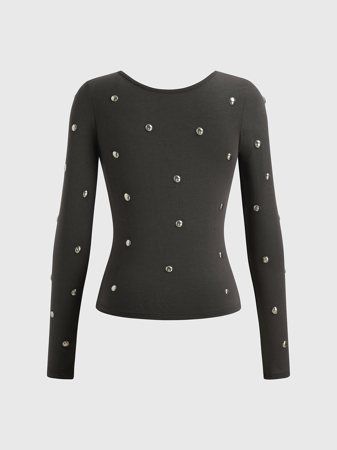 Brick Lane Skimming Rhinestone Studded Long Sleeve - Black