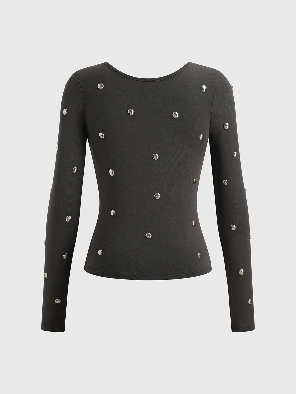 Brick Lane Skimming Rhinestone Studded Long Sleeve - Black