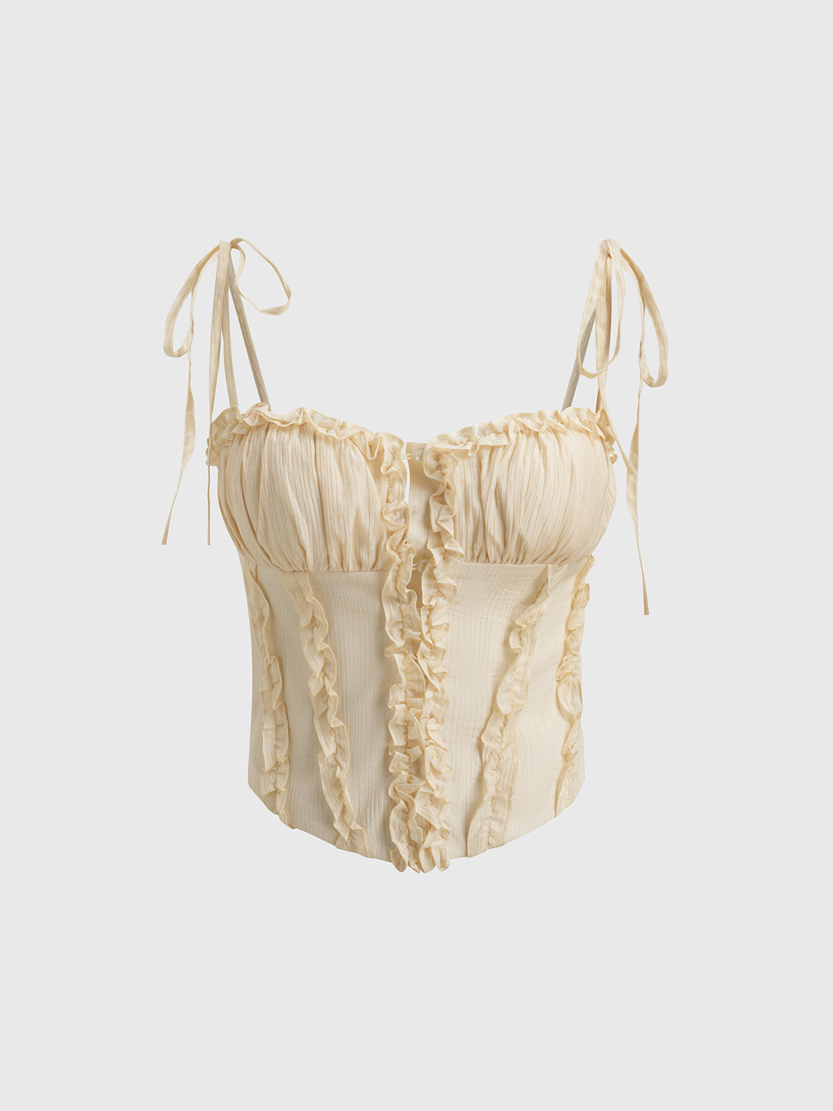 Dolled Office Skimming Ruffled Lace Cami - Cream