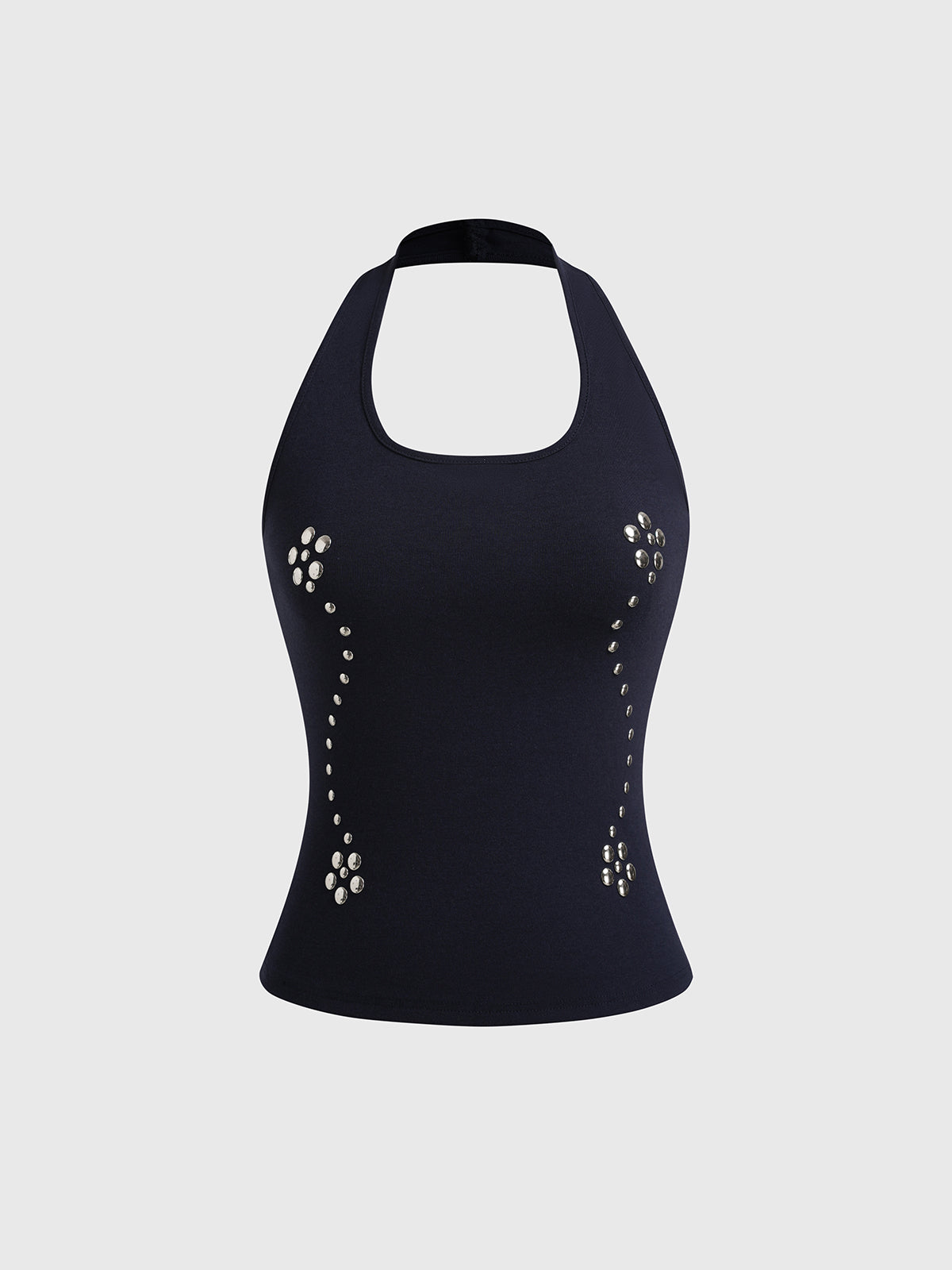 Brick Lane Halter Cut Out Side Tie Top - Black