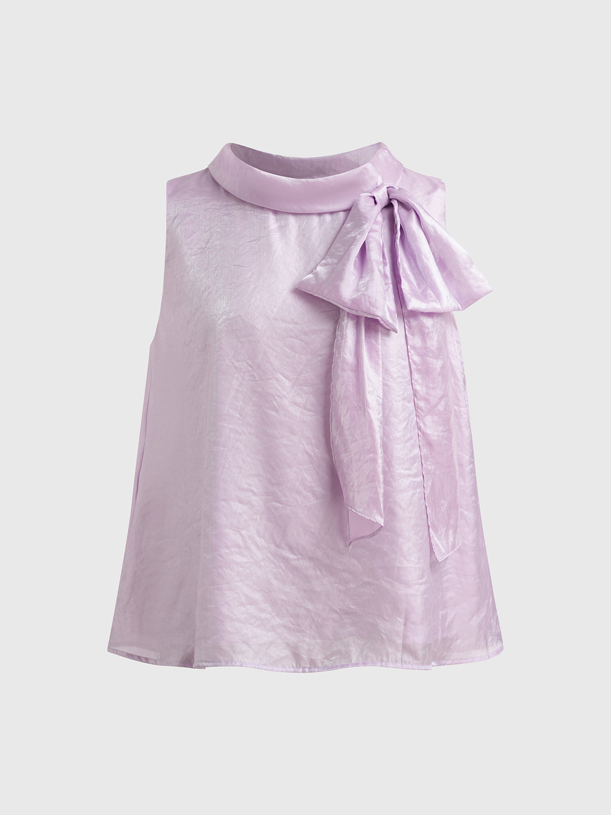 Dolled Office A-line Wedding Bow Detail Sleeveless Top - Lilac