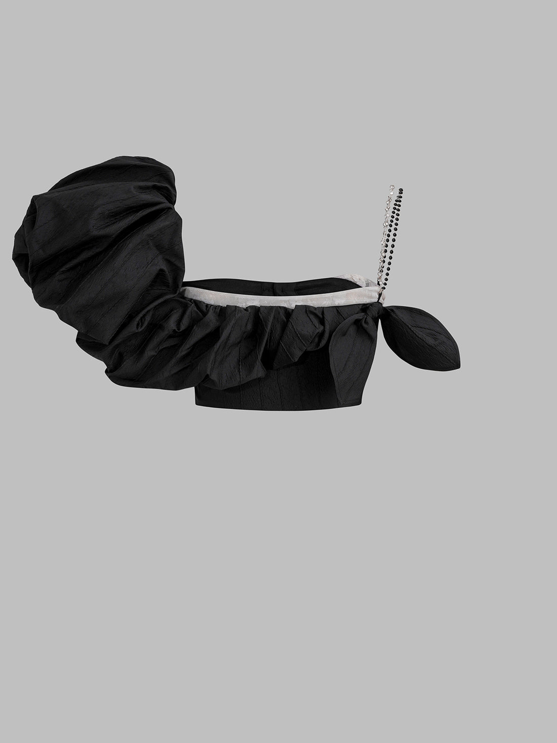 Unbalanced Crush Bubble Top – Ink Black